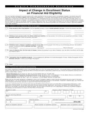 Virginia Commonwealth University Financial Aid Impact Form