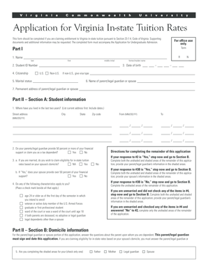 Virginia In-State Tuition Application