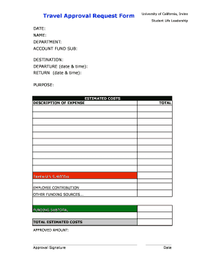 Travel Approval Request Form