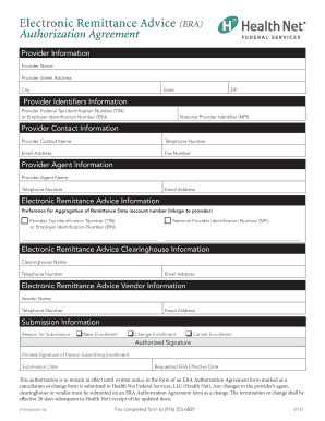 Electronic Remittance Advice Authorization Agreement