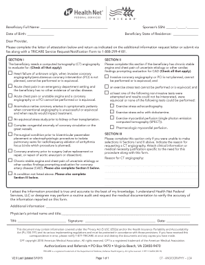 TRICARE CT Angiography Letter of Attestation