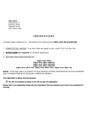 USDA Assisted Housing Application