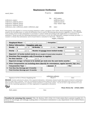 USDA Employment Verification Form