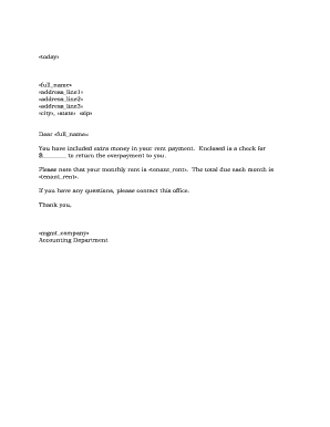 Rent Overpayment Refund Notice