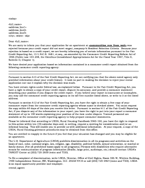 Apartment Rental Application Rejection Notice