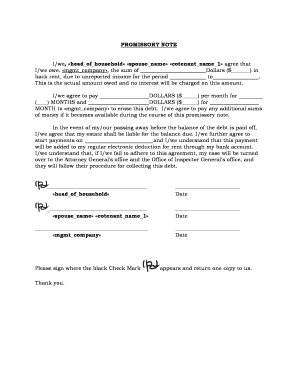Promissory Note for Back Rent