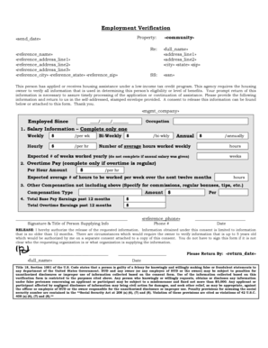 Employment Verification Form
