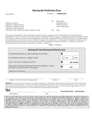 Hearing Aid Verification Form