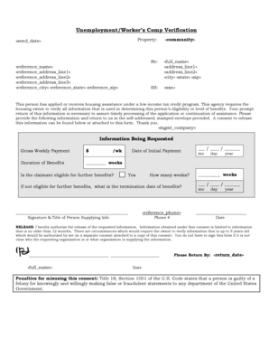 Unemployment/Worker's Comp Verification Form
