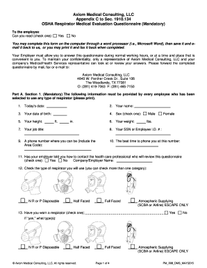 OSHA Respirator Medical Evaluation Questionnaire