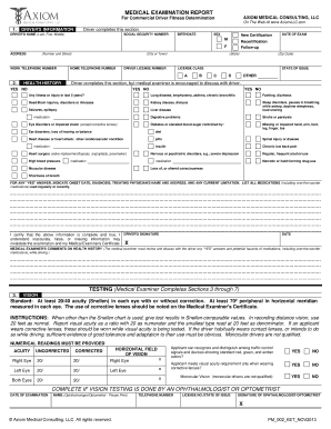 Commercial Driver Medical Examination Form