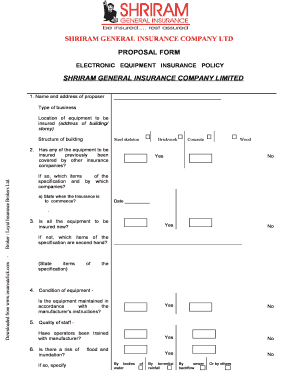 Electronic Equipment Insurance Proposal Form