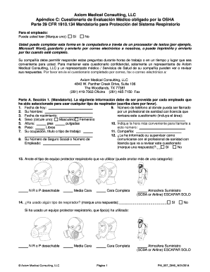 Apéndice C: Cuestionario de Evaluación Médico obligado por la OSHA