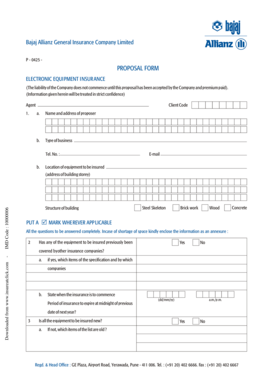 Electronic Equipment Insurance Proposal Form