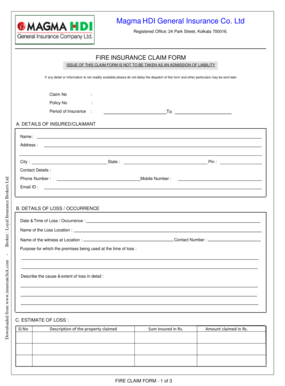 Fire Insurance Claim Form