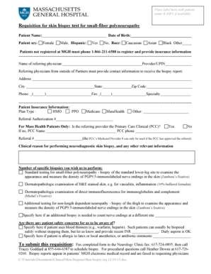 Skin Biopsy Requisition Form