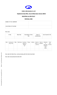 Industrial All Risk Policy Proposal Form