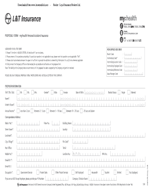 my:health Personal Accident Insurance Proposal Form