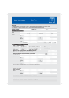 Critical Illness Insurance Claim Form