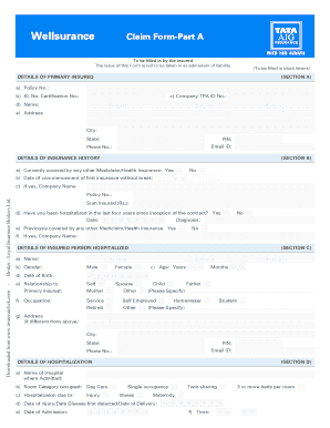 Wellsurance Health Insurance Claim Form