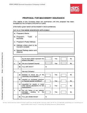 Machinery Insurance Proposal Form