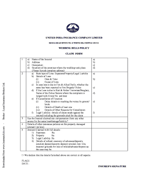 Wedding Bells Policy Claim Form