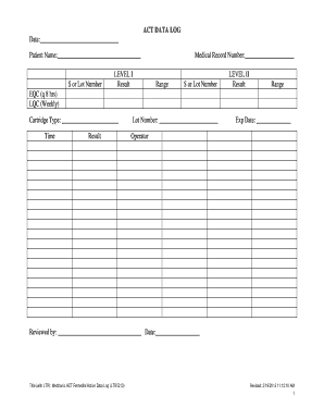 Medtronic ACT Remedial Action Data Log