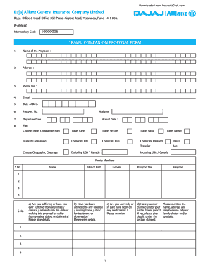 Travel Companion Proposal Form