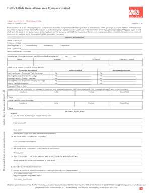 HDFC ERGO Crime Insurance Proposal Form