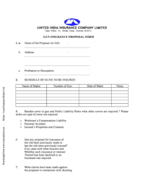 Gun Insurance Proposal Form