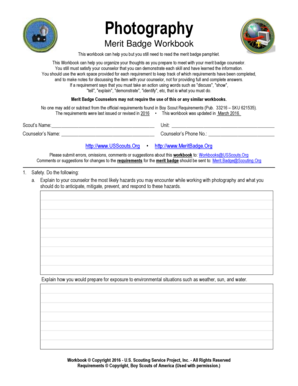 Photography Merit Badge Workbook
