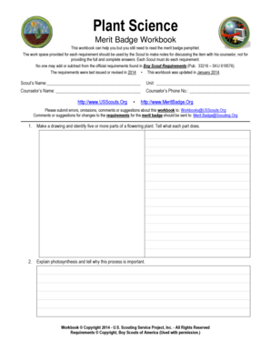 Plant Science Merit Badge Workbook - Us Scouting Service - Usscouts - Fill  and Sign Printable Template Online