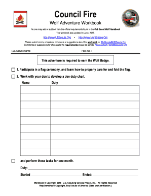 Council Fire Wolf Adventure Workbook