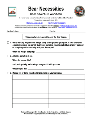Bear Necessities Cub Scout Workbook