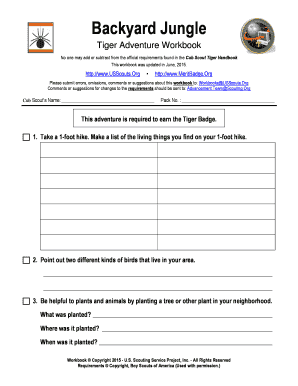 Tiger Backyard Jungle Workbook
