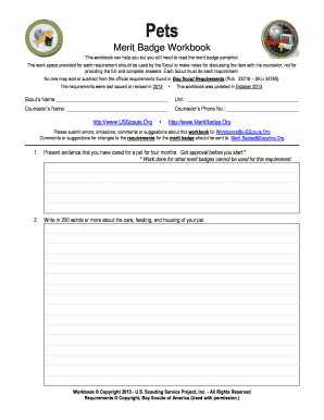 Pets Merit Badge Workbook