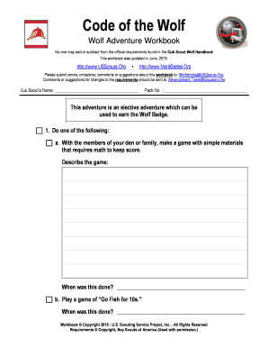 Wolf Adventure Workbook