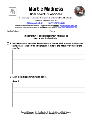 Bear Adventure Marble Madness Workbook