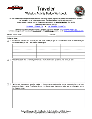 Webelos Traveler Activity Badge Workbook