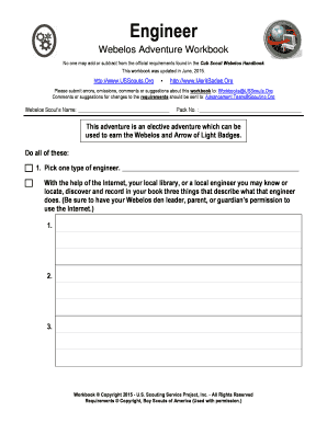 Engineer Webelos Adventure Workbook