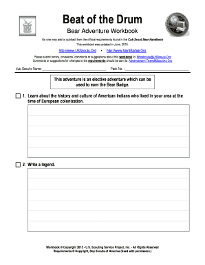 Beat of the Drum Bear Adventure Workbook