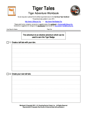 Tiger Tales Cub Scout Workbook
