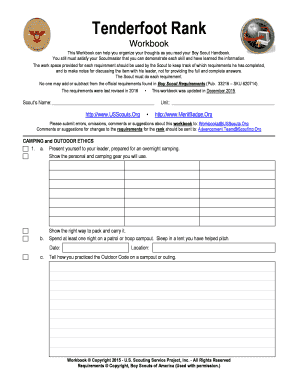 Tenderfoot Rank Workbook