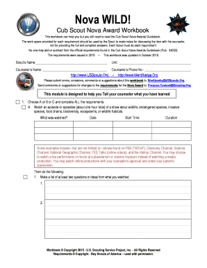 Cub Scout Nova Award Workbook