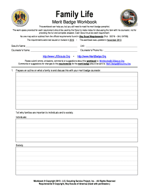 Family Life Merit Badge Workbook