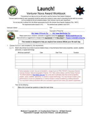 Launch Venturer Nova Award Workbook