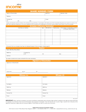 NTUC Income Share Nominee Form