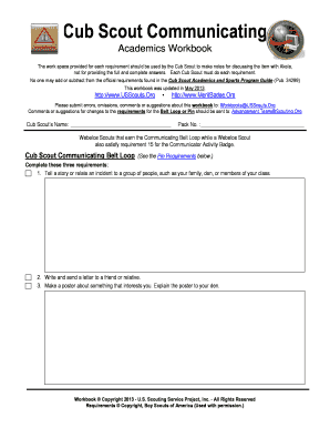 Cub Scout Communicating Workbook