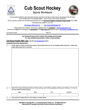 Cub Scout Hockey Workbook