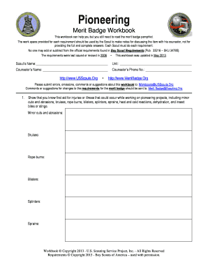 Pioneering Merit Badge Workbook